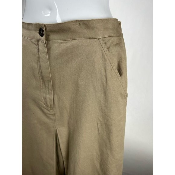 Original Ty Wear Womens A Line Skirt Khaki Tan Midi Pockets Petites 12P Vintage - Picture 3 of 12